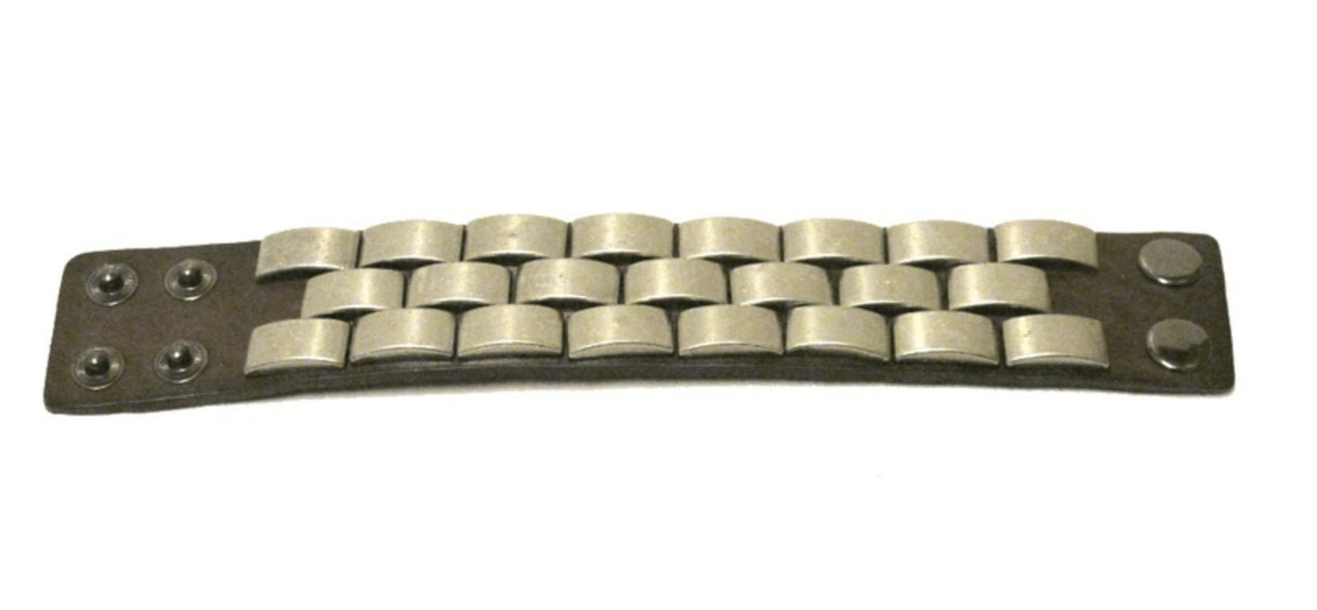 Brown Leather bracelet with studs