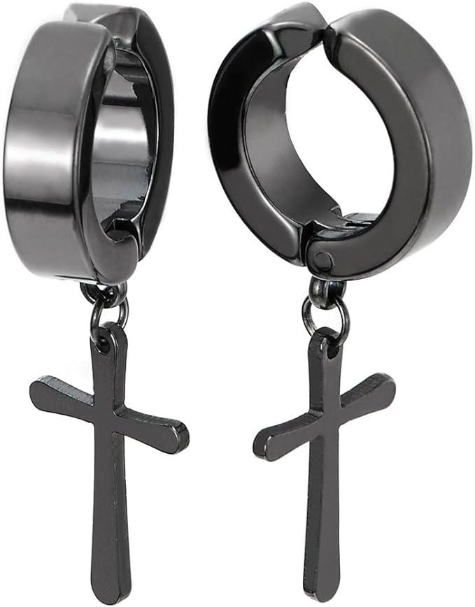 Clip on ring örhängen svart Kors –  produktbild – Hiprock