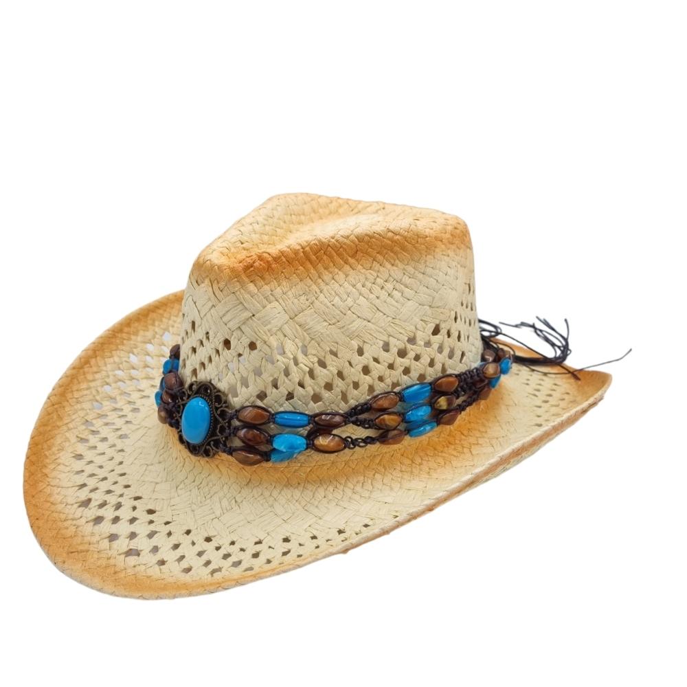 Cowboyhatt Blue medallion white –  produktbild – Hiprock