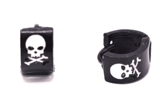 Skull black hoop earrings