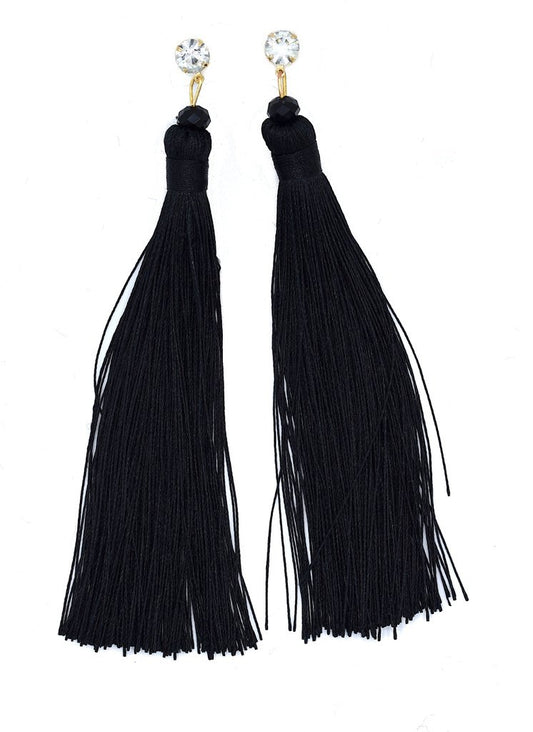 Fransörhängen med vita kristaller