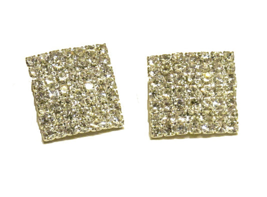 Square earrings with white crystals