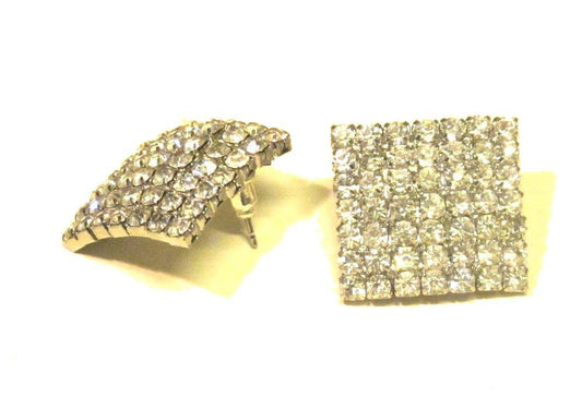 Square earrings - white stones