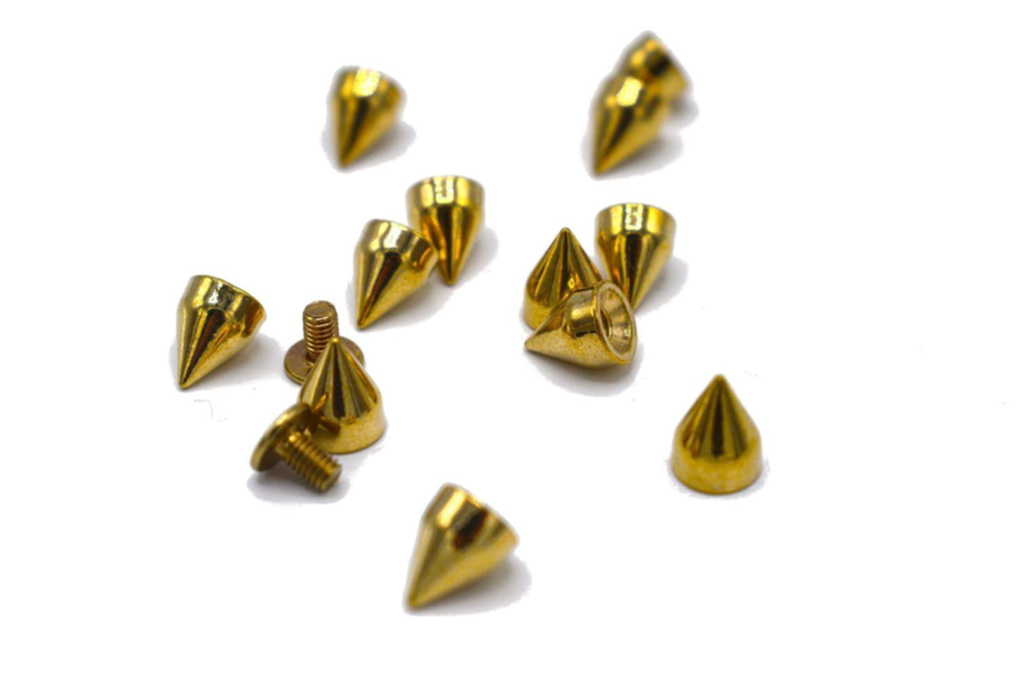 Gold colored cone-shaped studs