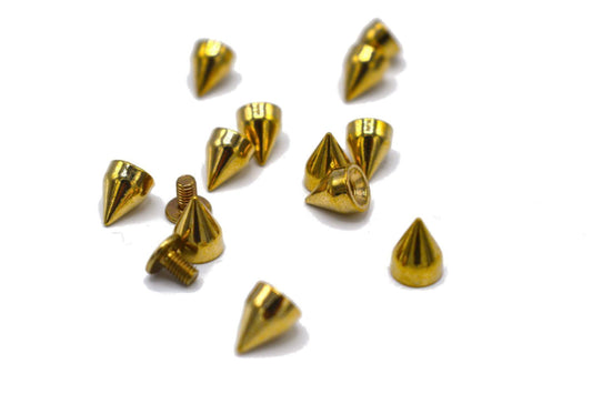 Gold colored cone-shaped studs