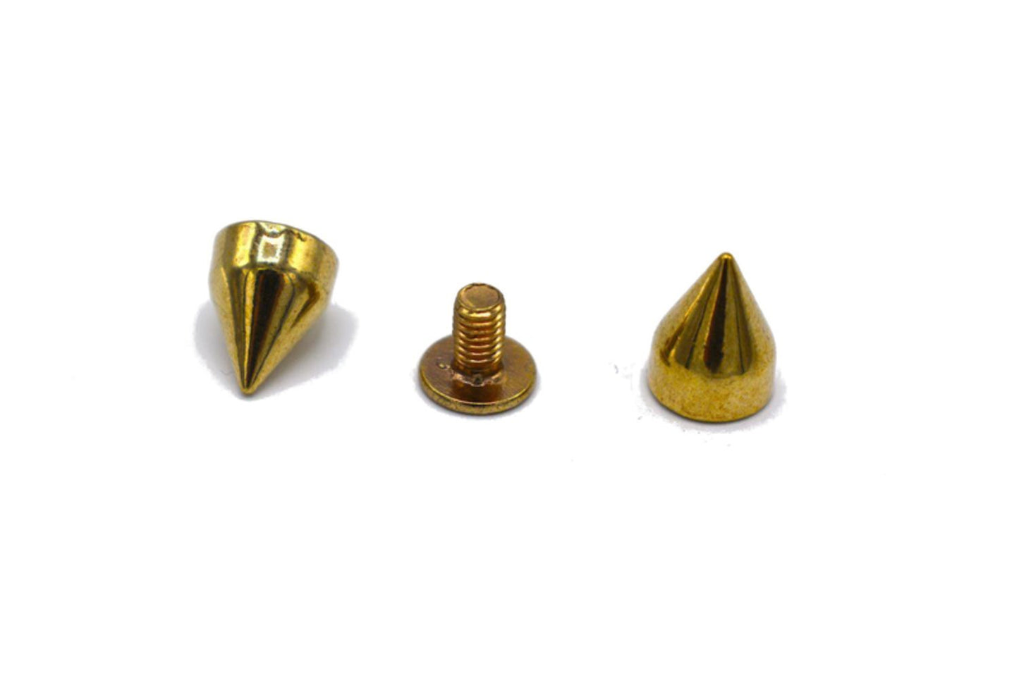Gold colored cone-shaped studs