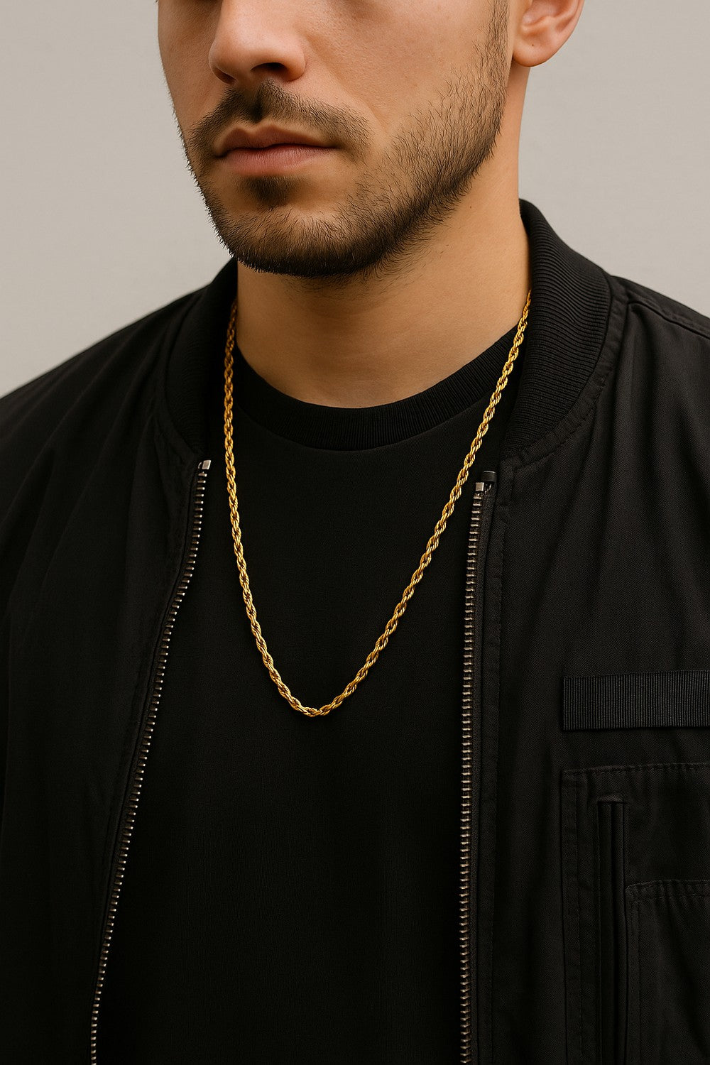 Guldfärgad kedja 70 cm – Tjock repdesign