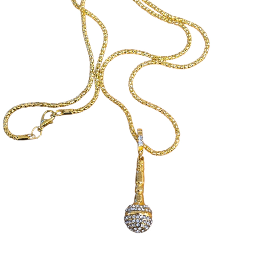 Guldigt Mikrofon Halsband med Strass