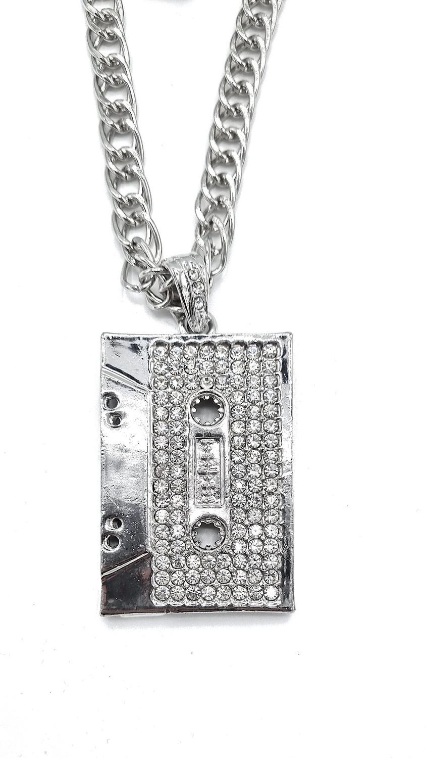 Necklace - Iced Cassette tape