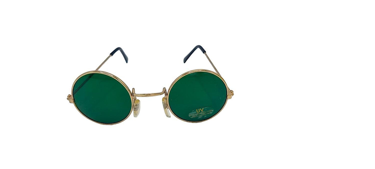 Classic round sunglasses - Green with Gold colored frames