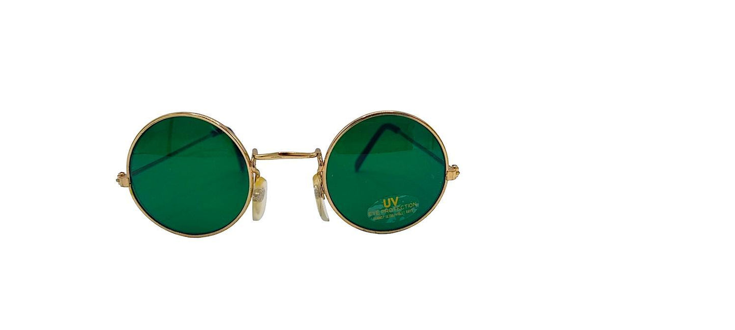 Classic round sunglasses - Green with Gold colored frames