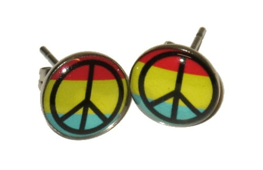 Button earring - Rasta peace