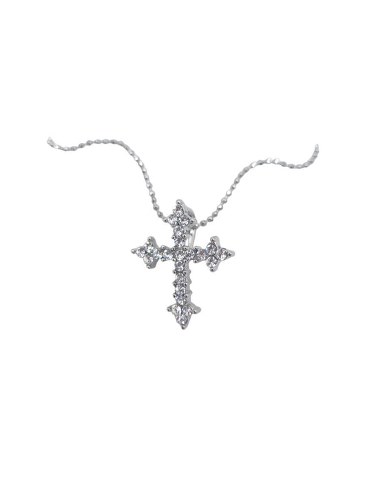 Korshalsband silverfärgad med kristaller –  produktbild – Hiprock