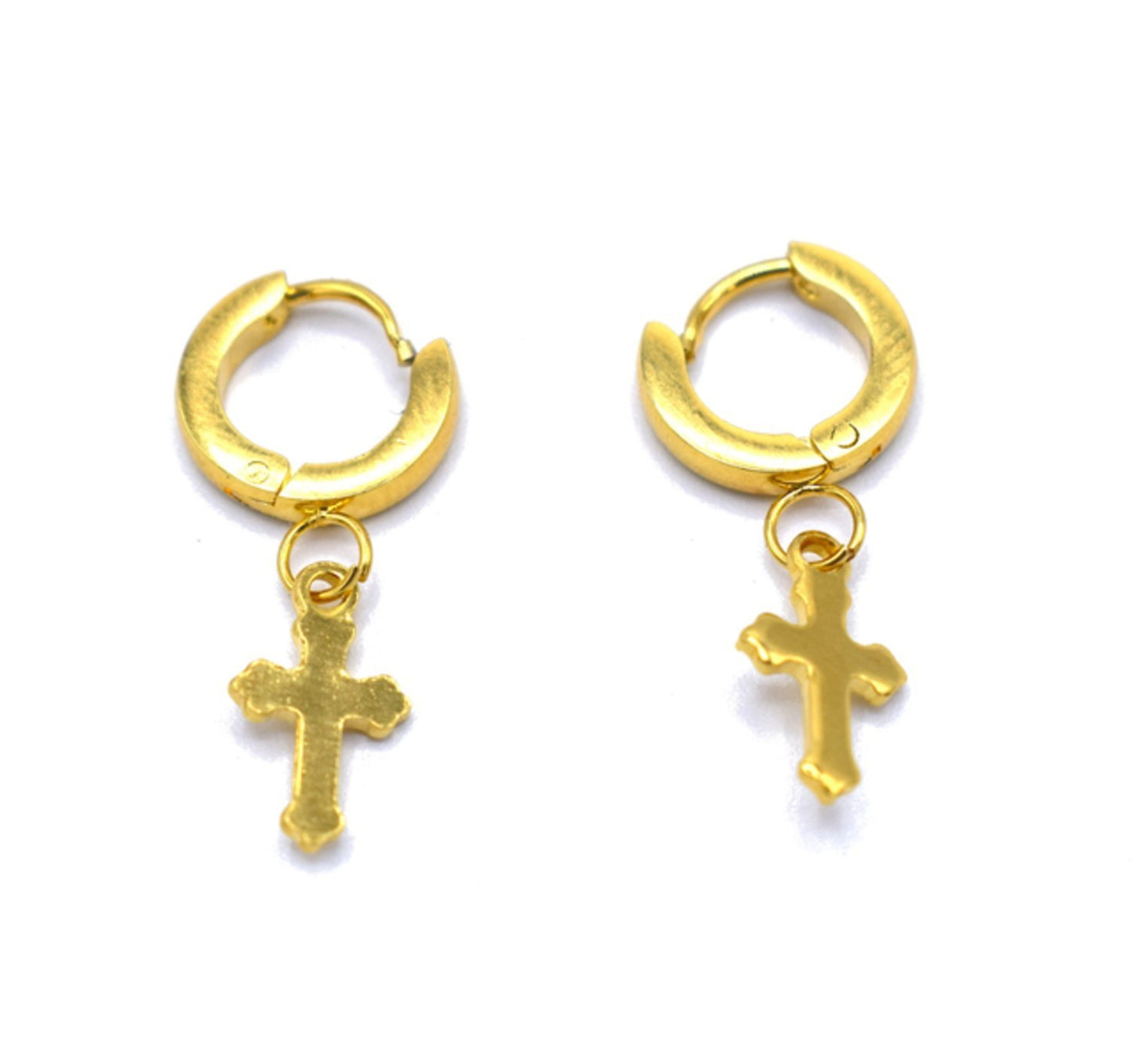 Kors ring örhängen guldfärgad –  produktbild – Hiprock