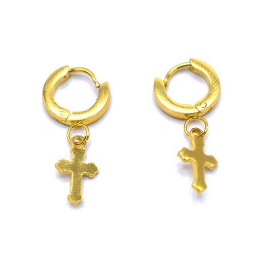 Kors ring örhängen guldfärgad –  produktbild – Hiprock