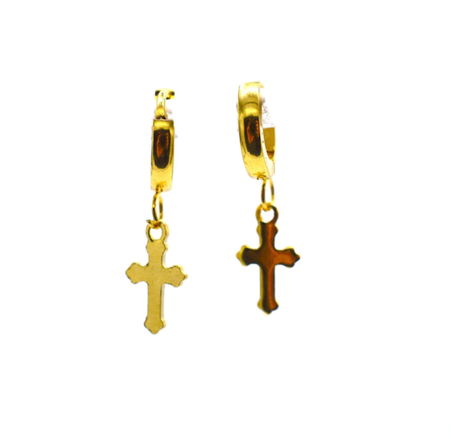 Kors ring örhängen guldfärgad –  produktbild – Hiprock