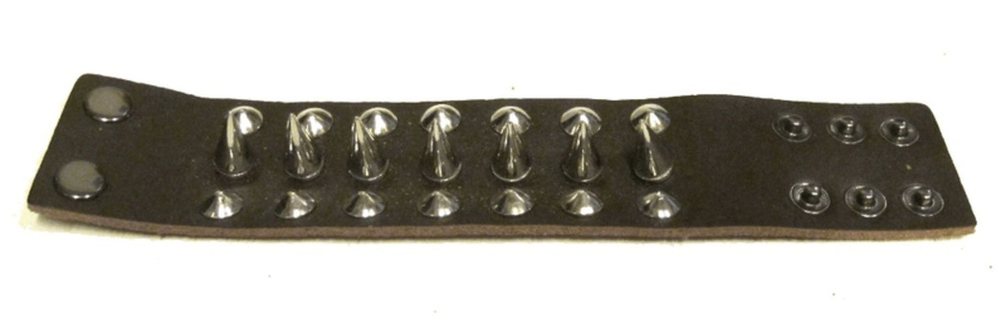 Leather bracelet with round and spike rivets