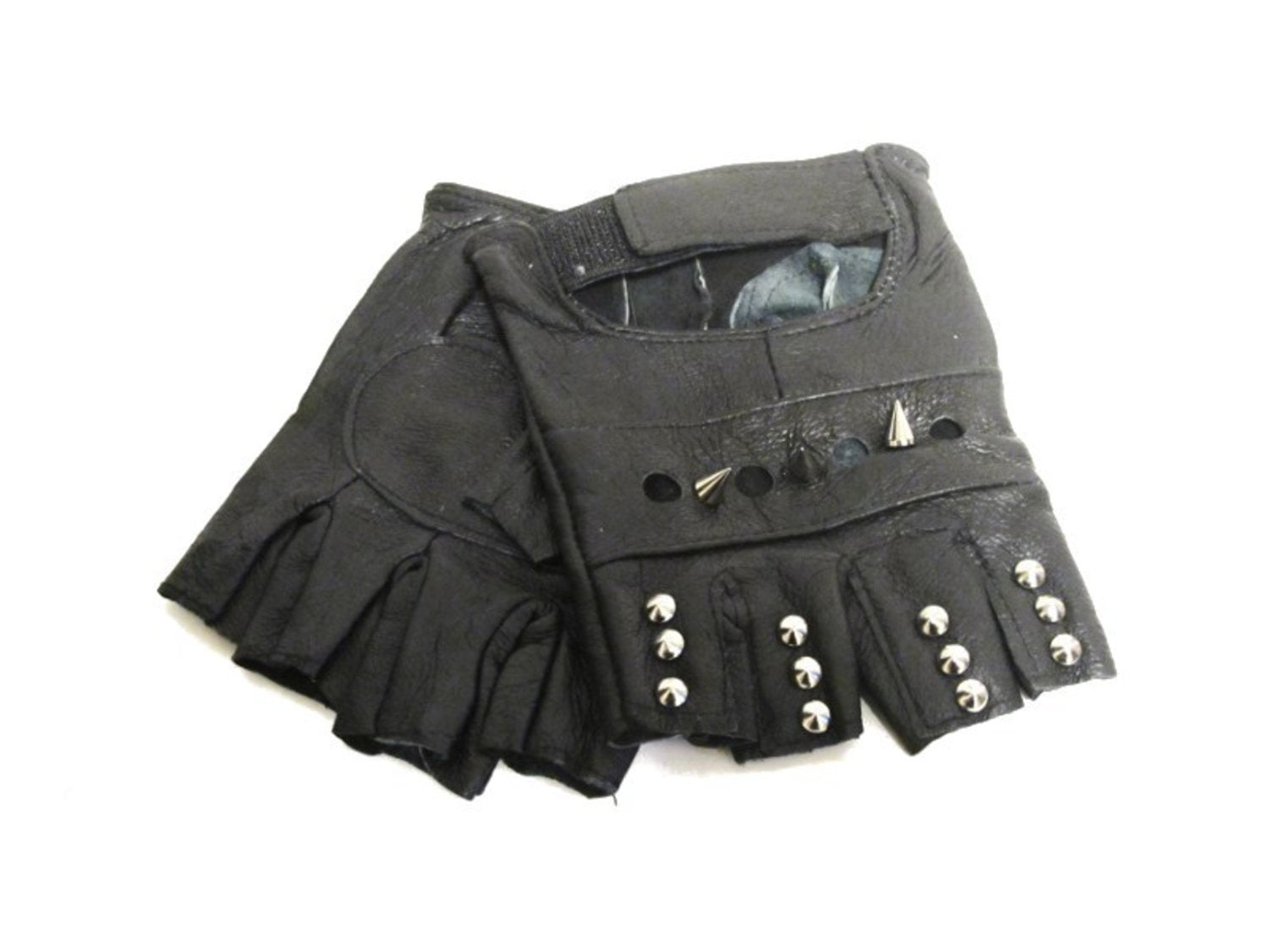 Läderhandskar - Spike och runda nitar –  produktbild – Hiprock