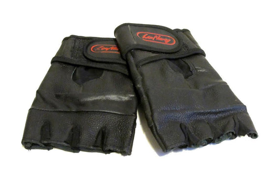 Leather gloves fingerless - black