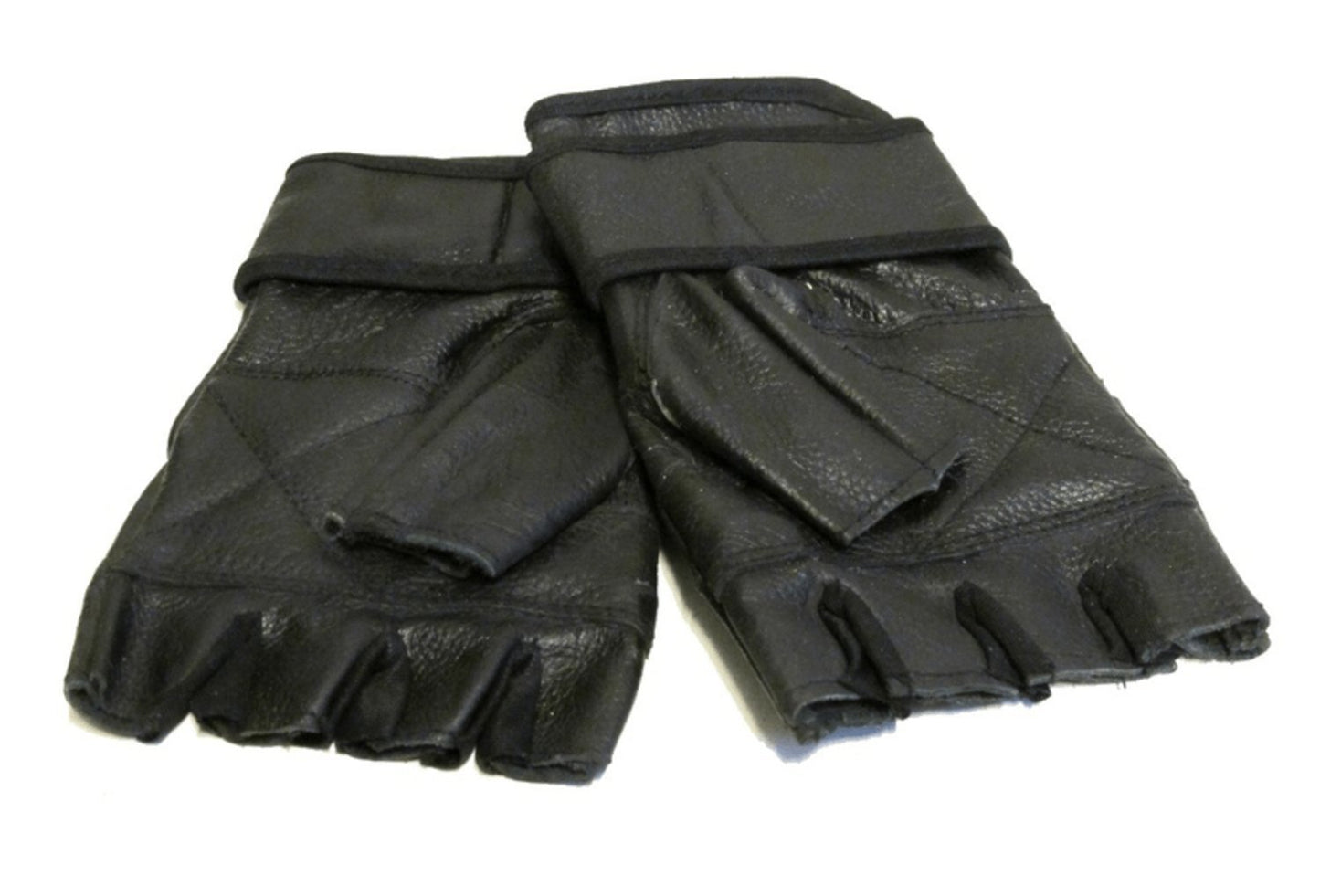 Läderhandskar fingerlösa - svart