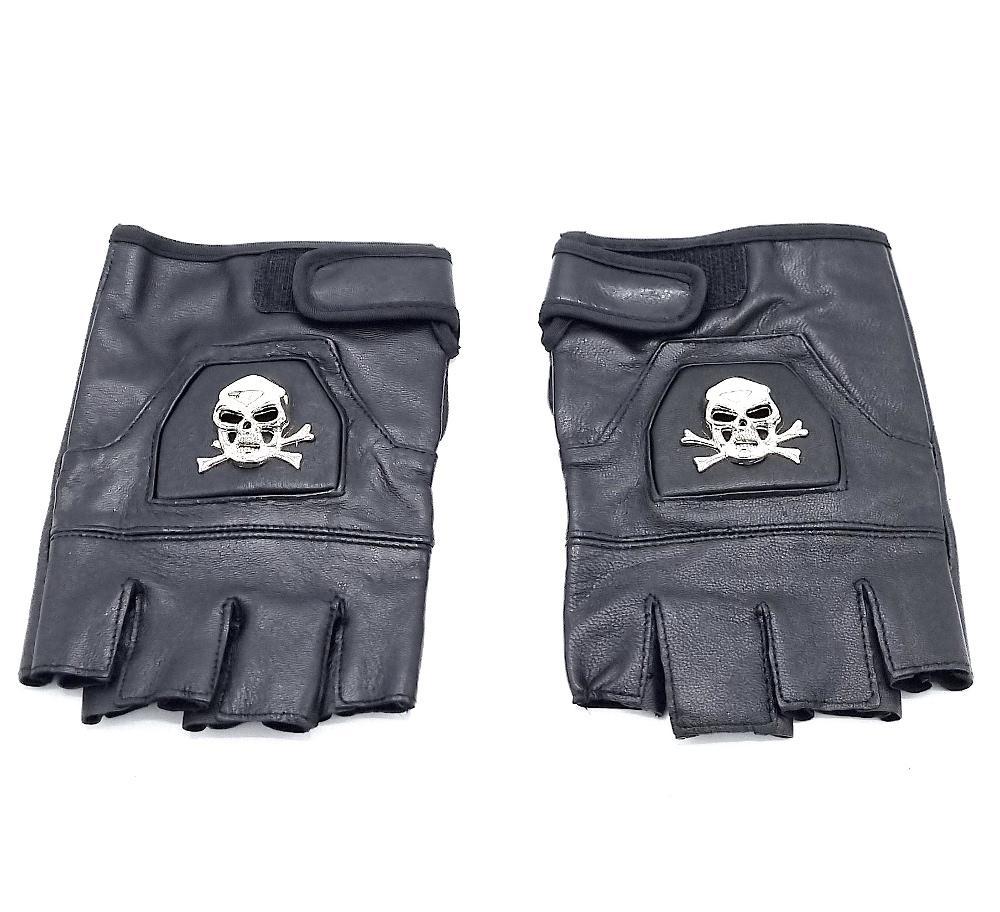 Läderhandskar med dödskalle –  produktbild – Hiprock