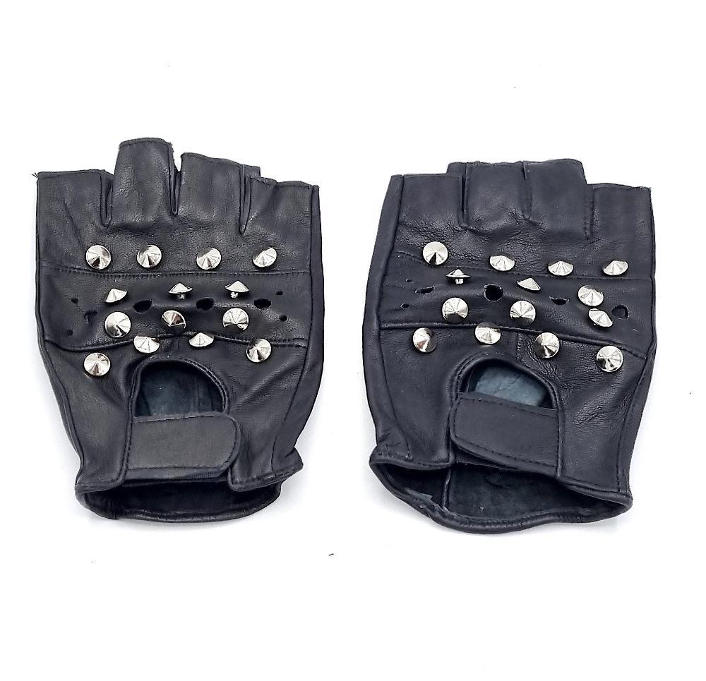 Läderhandskar runda nitar –  produktbild – Hiprock