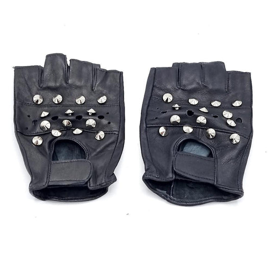 Läderhandskar runda nitar –  produktbild – Hiprock