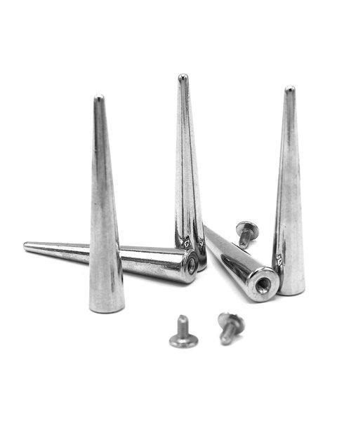 Long silver colored rivets