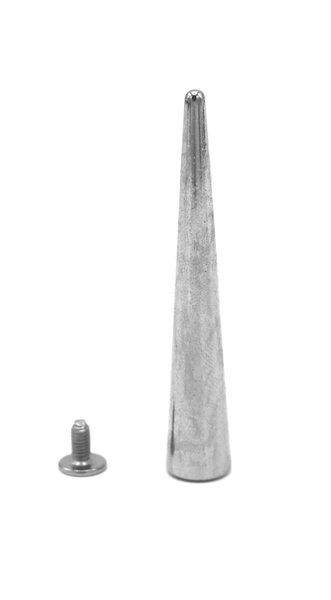 Long silver colored rivets