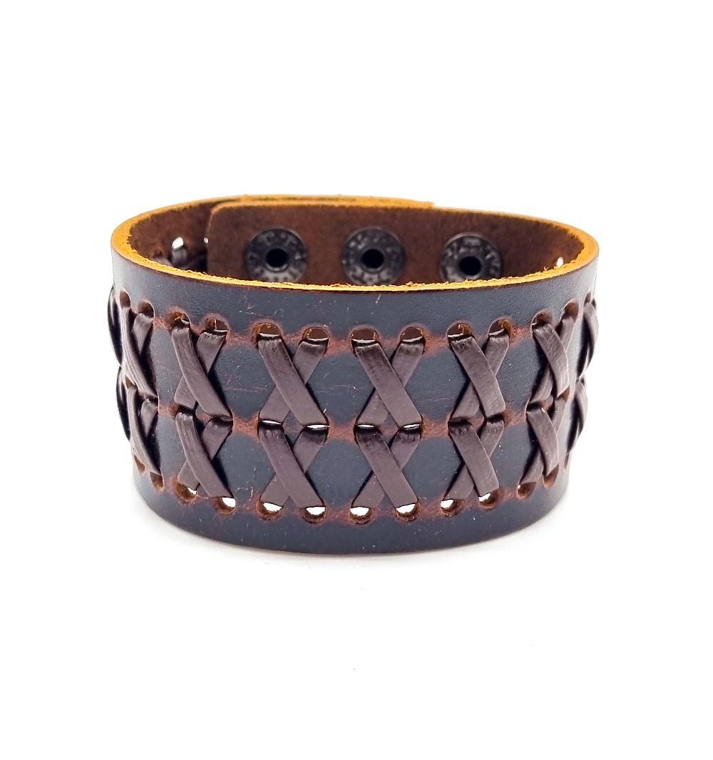 Dark brown leather bracelet 