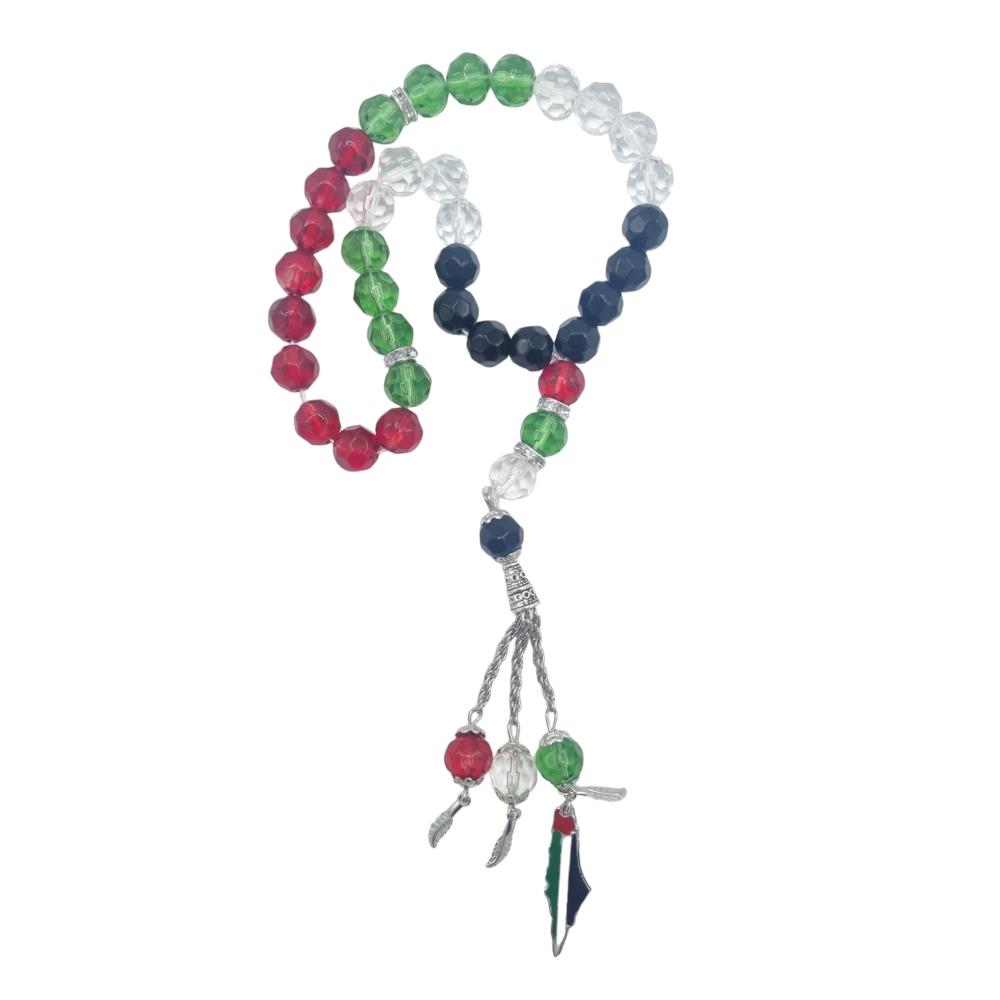 Muslimska bönepärlor Tasbih Zikr Beads Palestina flagga –  produktbild – Hiprock