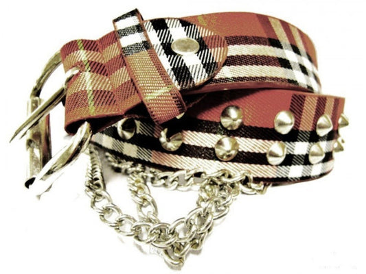 RIVET BELT WITH SMALL SPIKE RIVETS AND 3 CHAIN ​​- 2 ROW