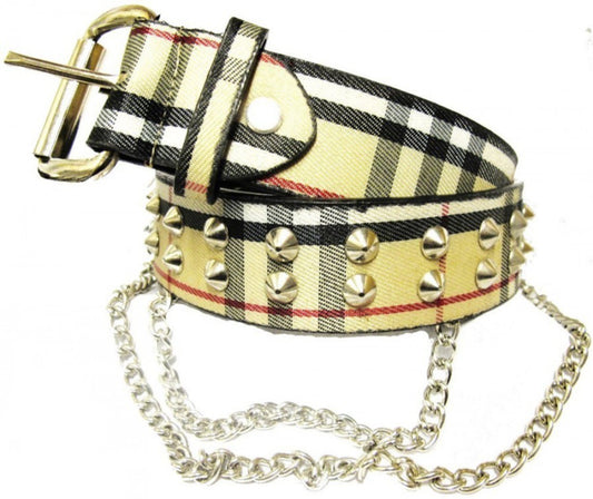 RIVET BELT WITH SMALL SPIKE RIVETS AND 3 CHAIN ​​- 2 ROW