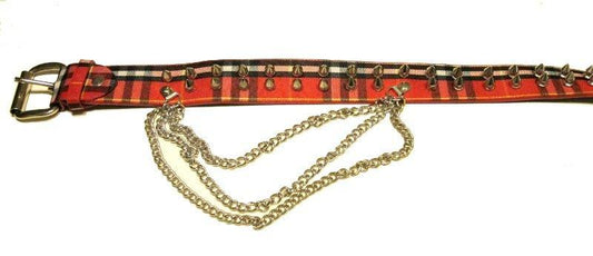 NITBÄLTE MED SPIKE NITAR OCH 3 KEDJOR - 2 RAD