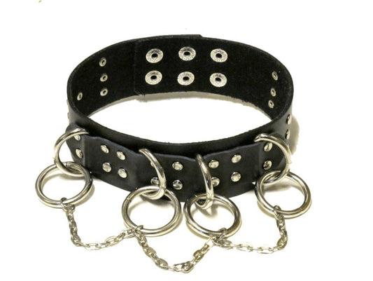 Rivet necklace - Round rivets, chain and rings