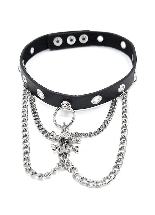 Nite necklace with chains and skull - Bondage