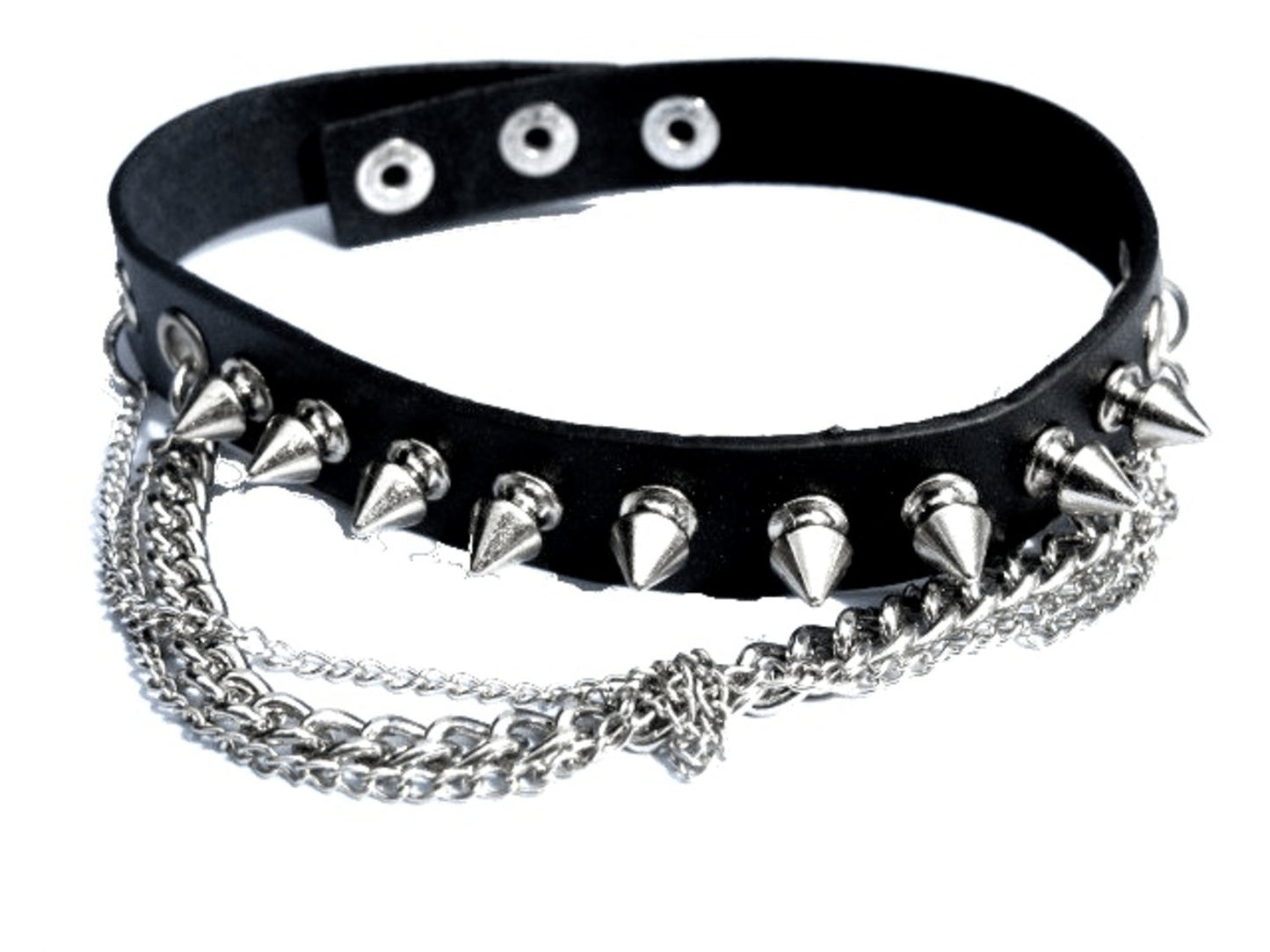 Nithalsband med spike nitar och kedjor –  produktbild – Hiprock