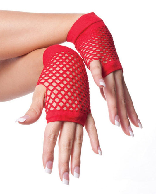 Fishnet Gloves - Short Red