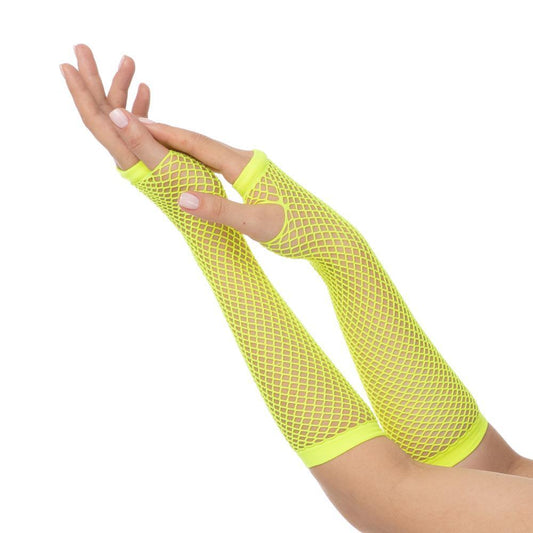 Fishnet Gloves - Long Neon Yellow