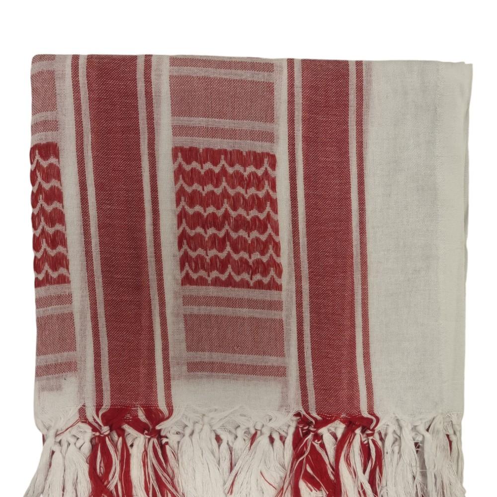 Palestinasjal Keffiyeh - Röd och vit - scarf –  produktbild – Hiprock