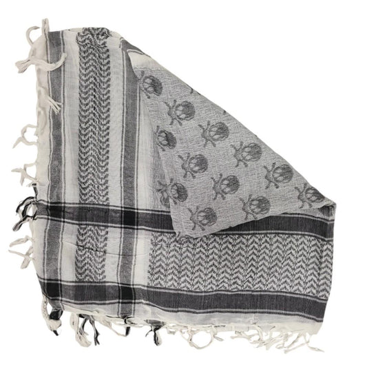 Palestine shawl keffiyeh Skulls white and black