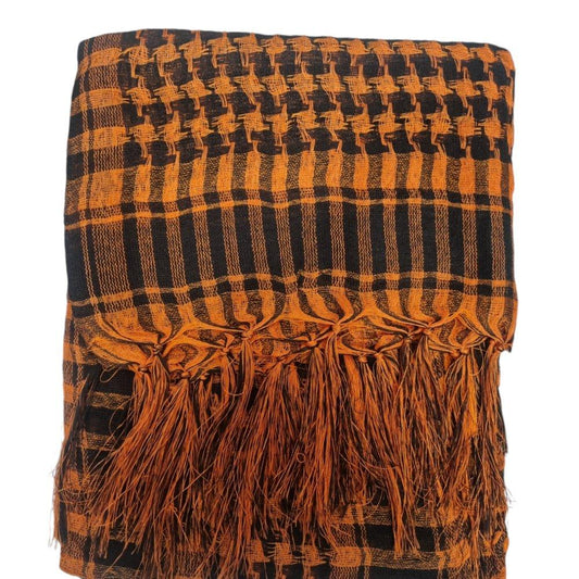 Palestinasjal keffiyeh  - Orange och svart - scarf –  produktbild – Hiprock