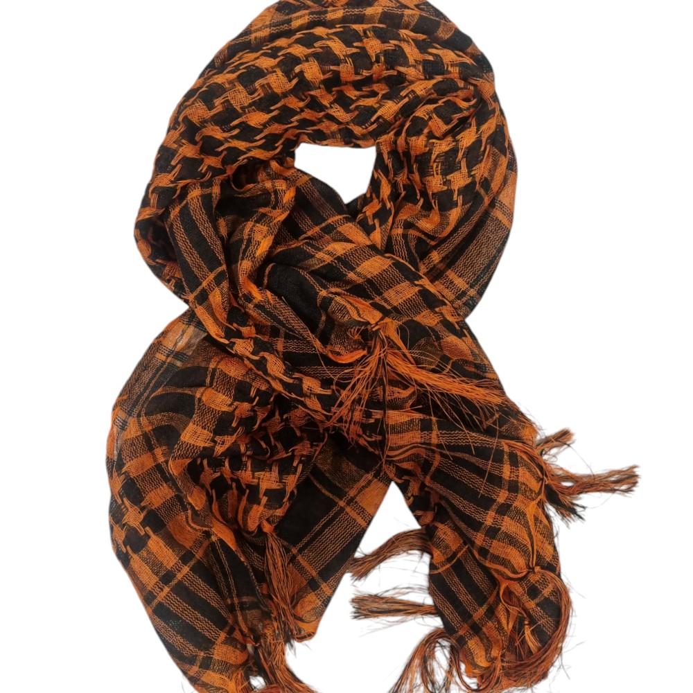 Palestinasjal keffiyeh  - Orange och svart - scarf –  produktbild – Hiprock
