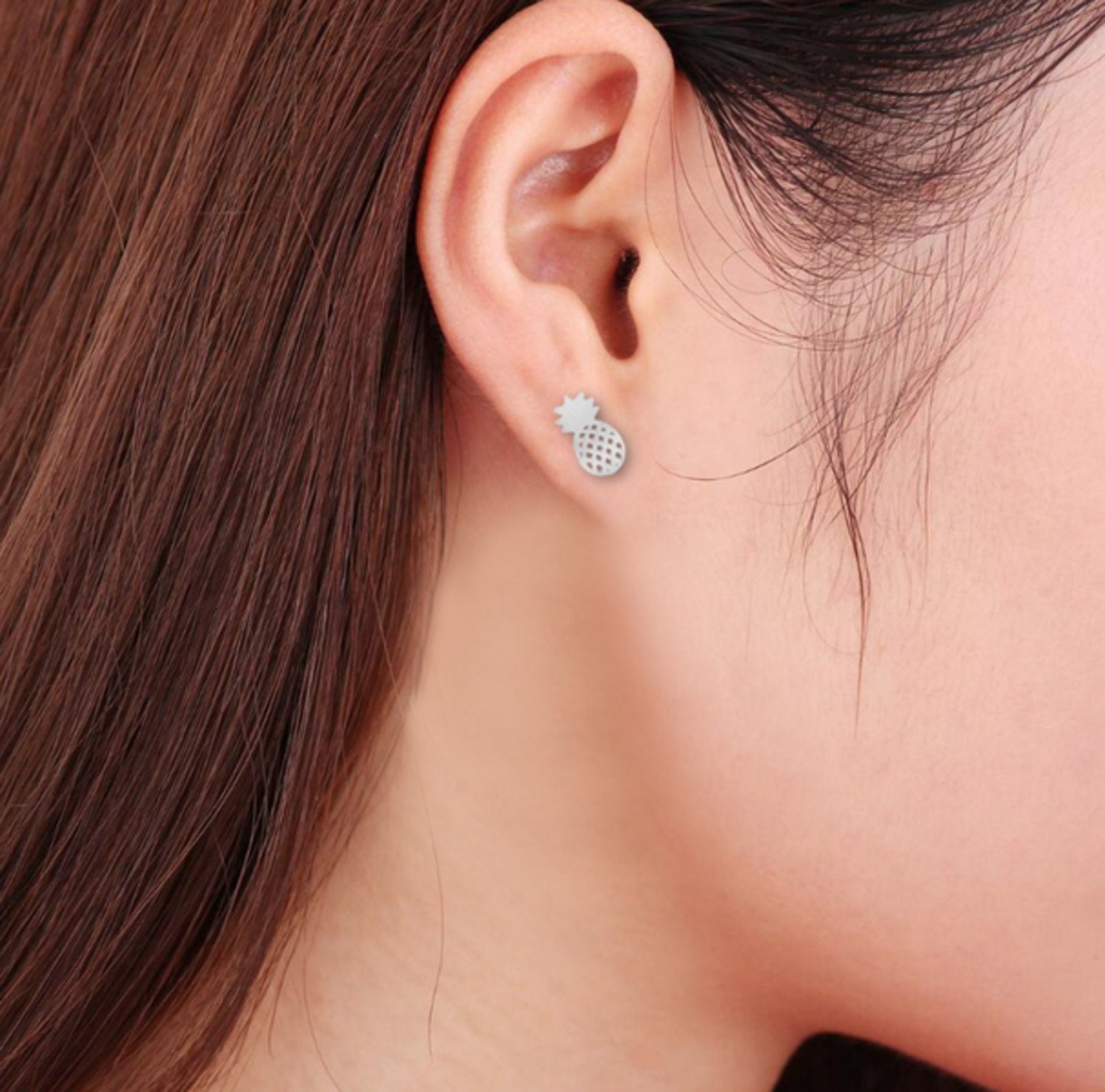 Pineapple Ananas Örhängen silverfärgade –  produktbild – Hiprock