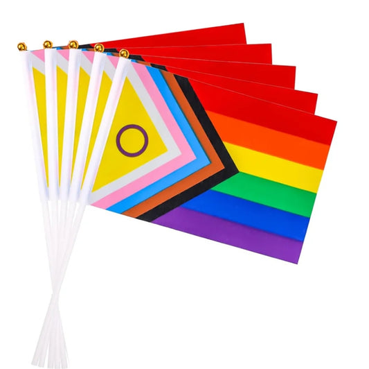 Progress Pride handflagga – 5-pack