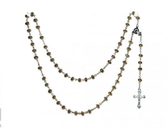 Radband / Kors halsband bruna kristall pärlor