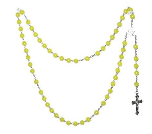 Radband / Kors halsband gula pärlor