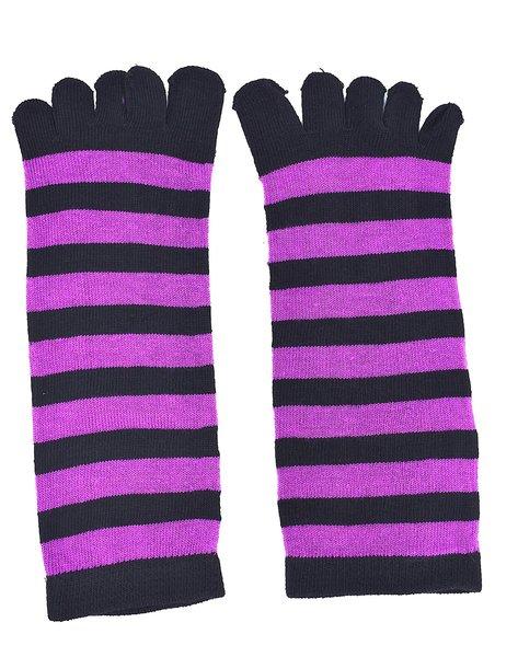 Striped toe socks Purple/black