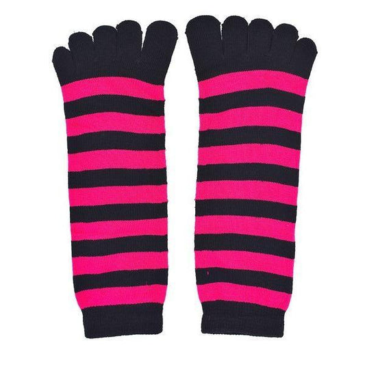 Striped Toe Socks Pink/Black - 3 Pairs