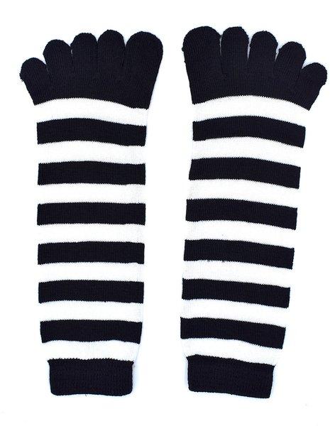 Striped toe socks black/white